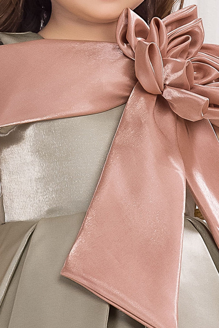 Pista Green Short Partywear Frock for Girls