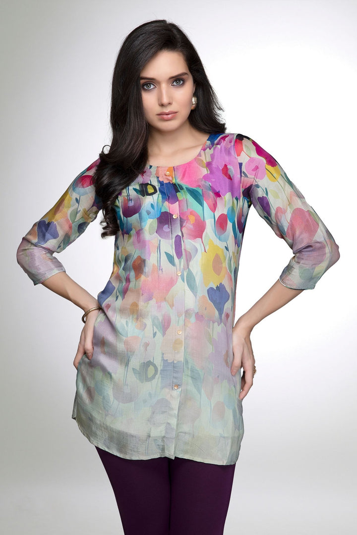 Multicolor Digital Print Short Kurti