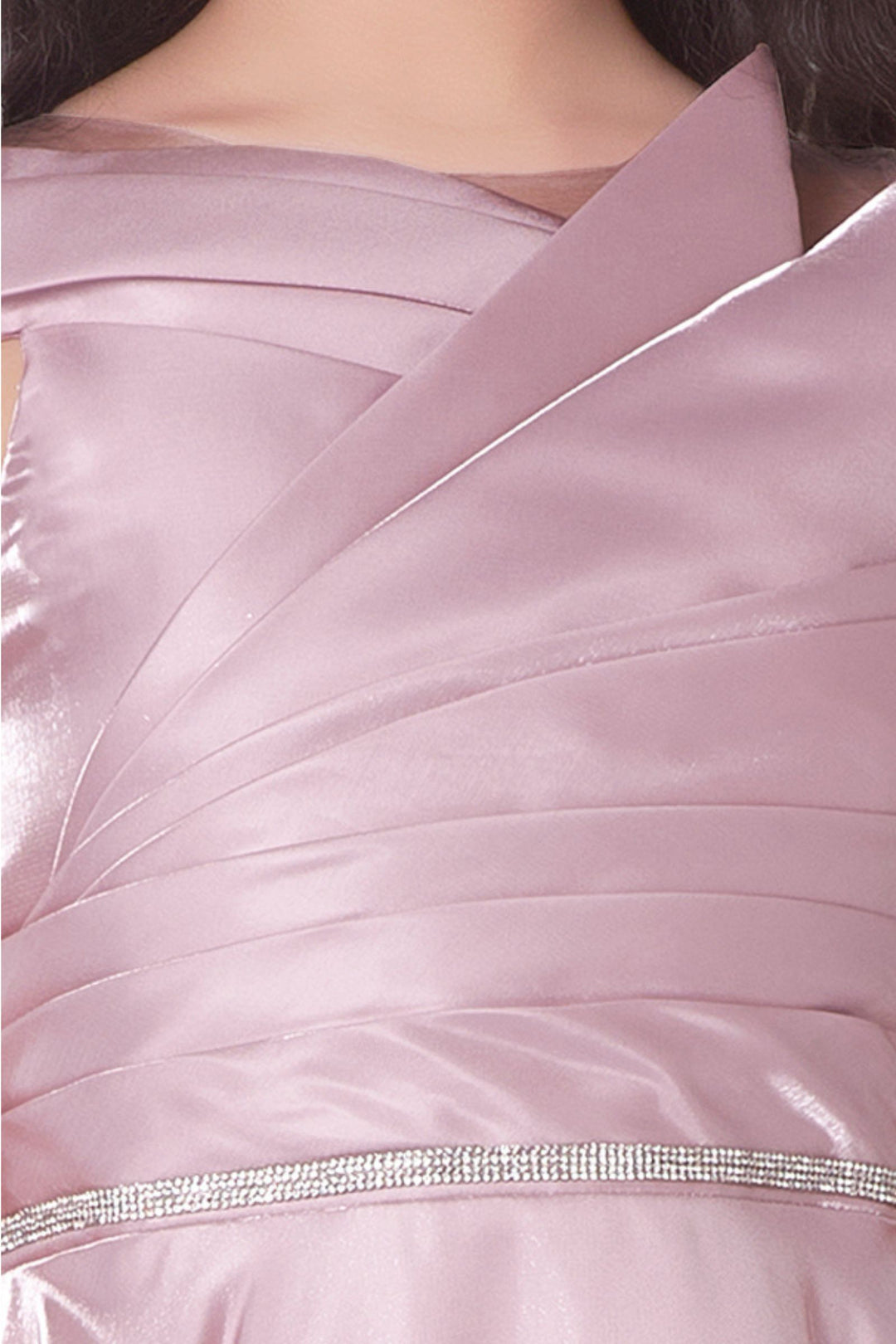 Peach Stone work Long Party Gown for Girls