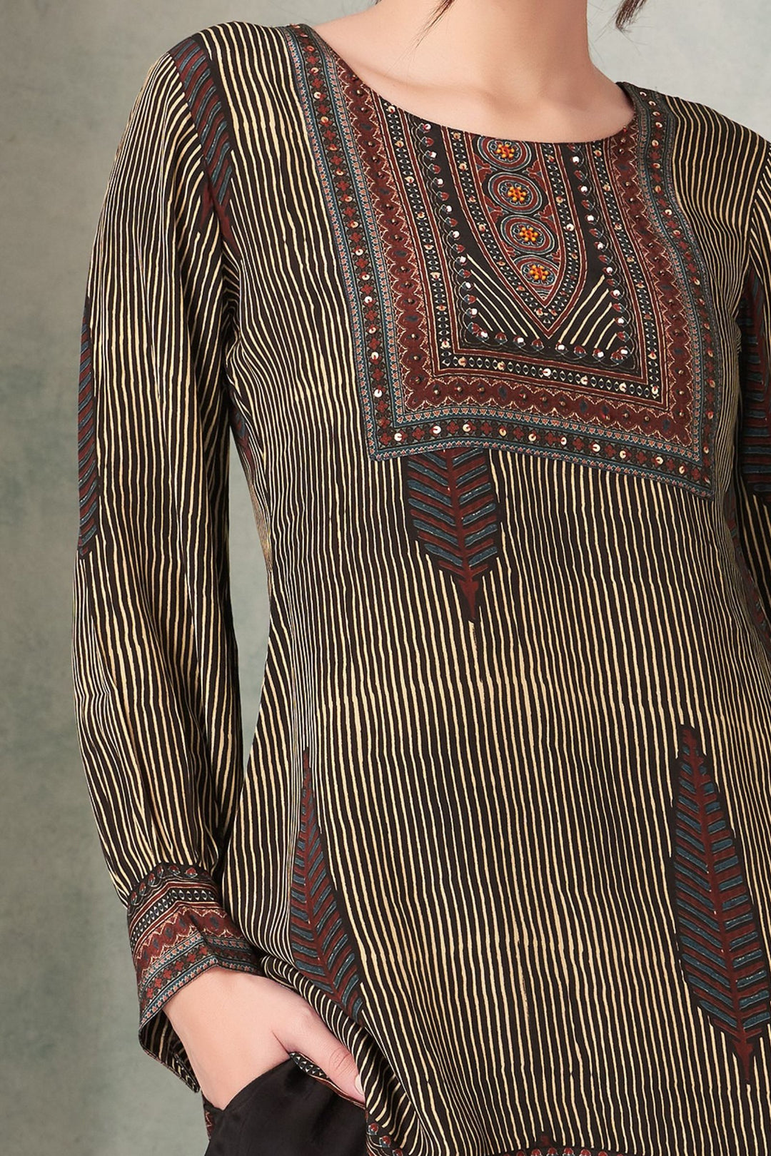 Black with Digital Print Palazzo Salwar Suit