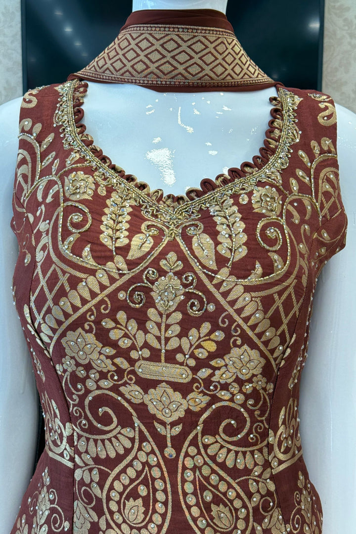 Elegant Palazzo Set with Intricate Stone, Beads and Banaras