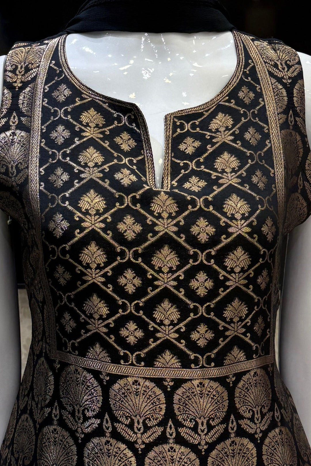 Black Banaras work Straight Cut Salwar Suit