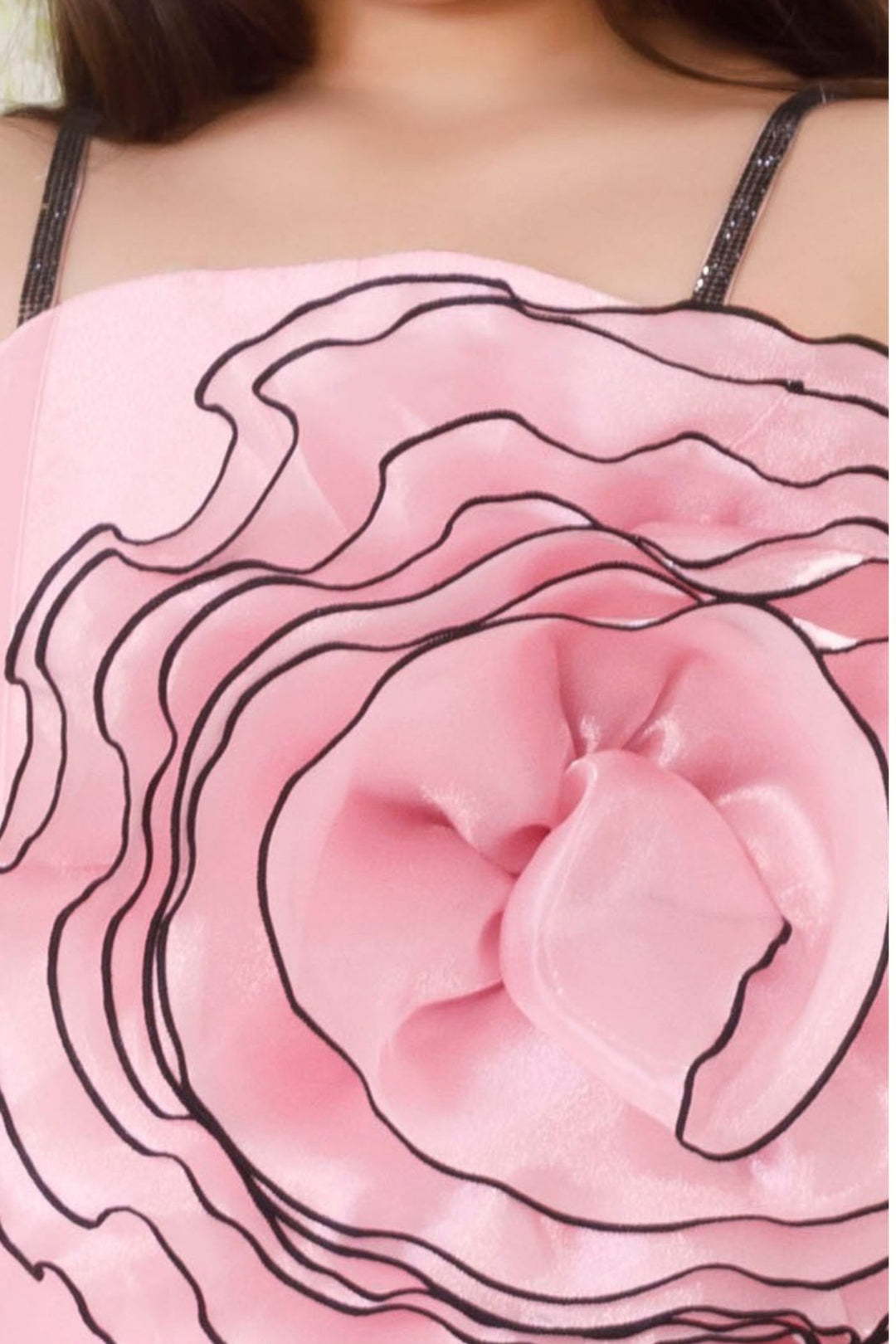 Baby Pink Stone work Long Party Gown for Girls