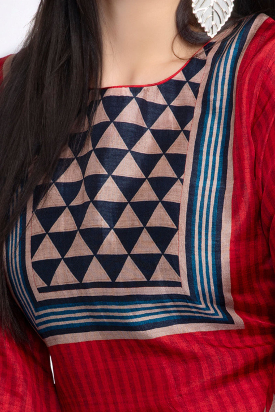 Red Digital Print Short Kurti