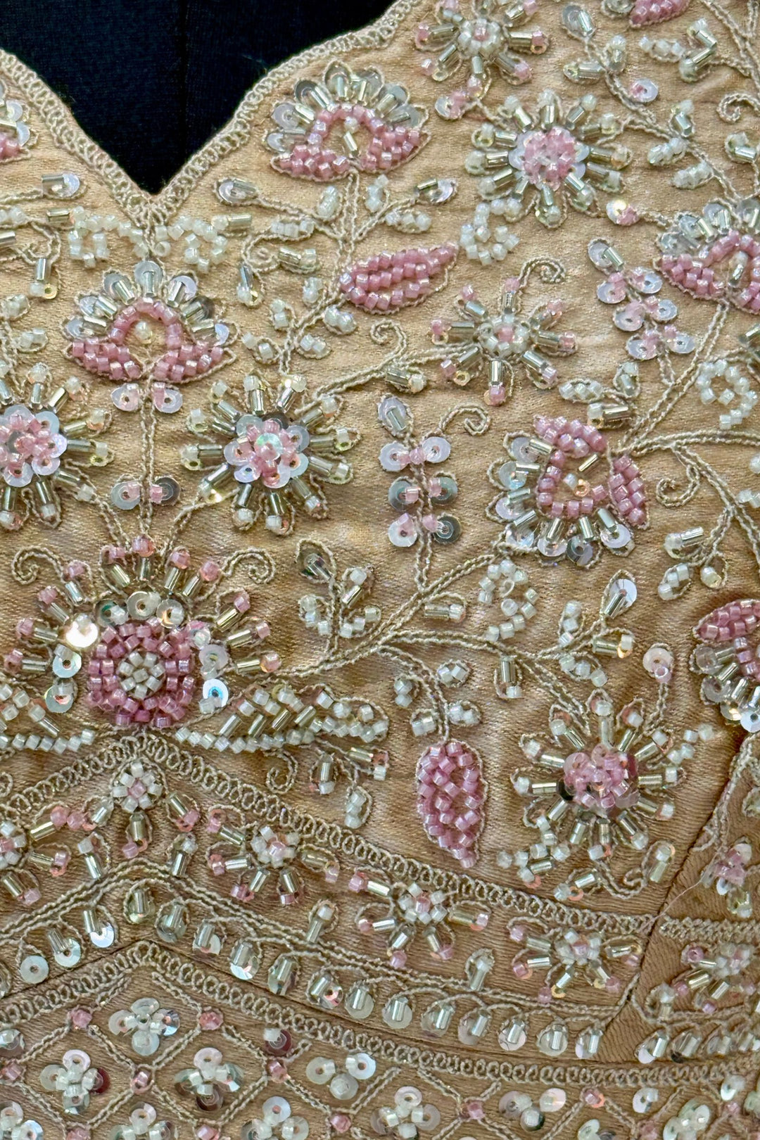 Fawn Designer Bridal Lehenga Intricate Zari, Sequins and Beads work
