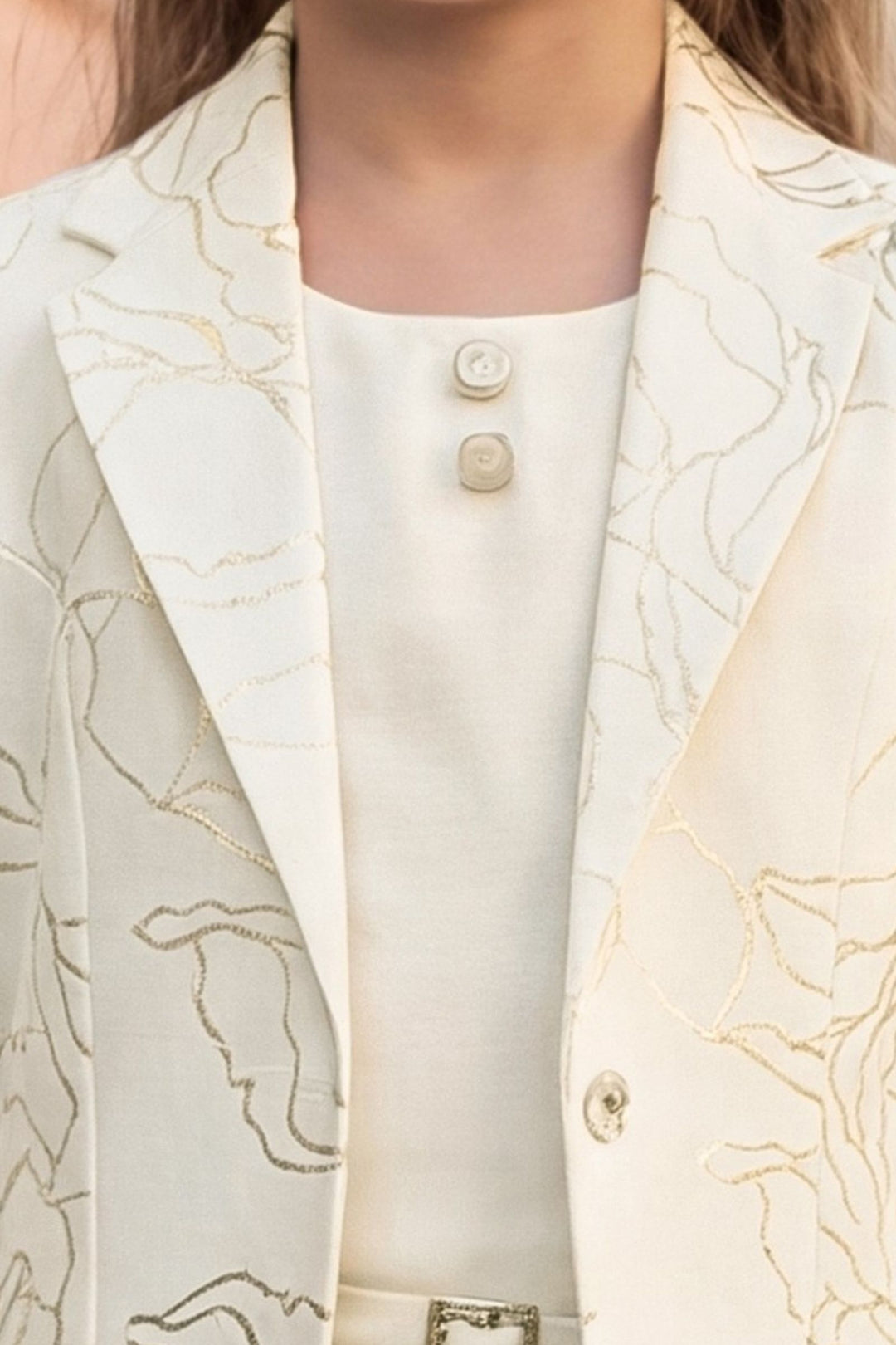 Cream Jacket Styled with Dhoti Pants for Girls