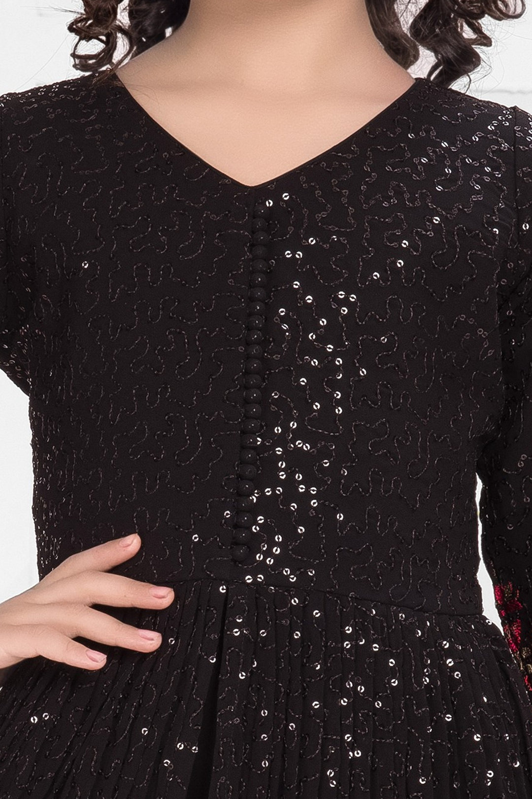 Black Multicolor Embroidery and Sequins work for Girls Palazzo Set