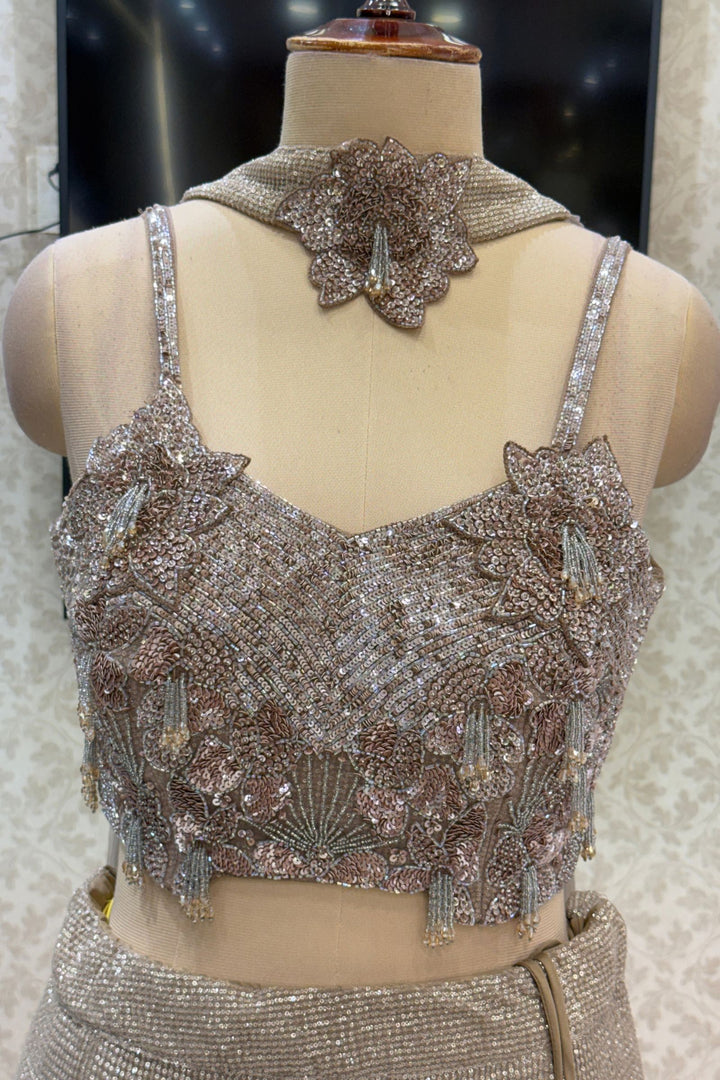 Brown Sequins and Beads work Mermaid Cut Lehenga Set