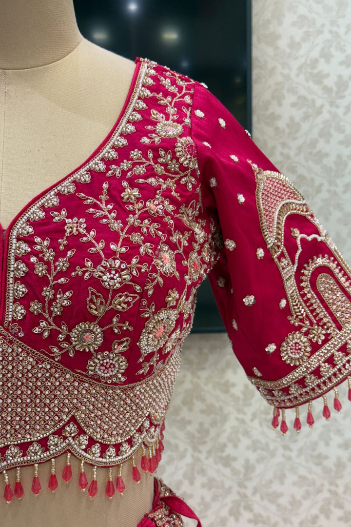 Rani Pink Royal Heritage Motif Wedding Lehenga