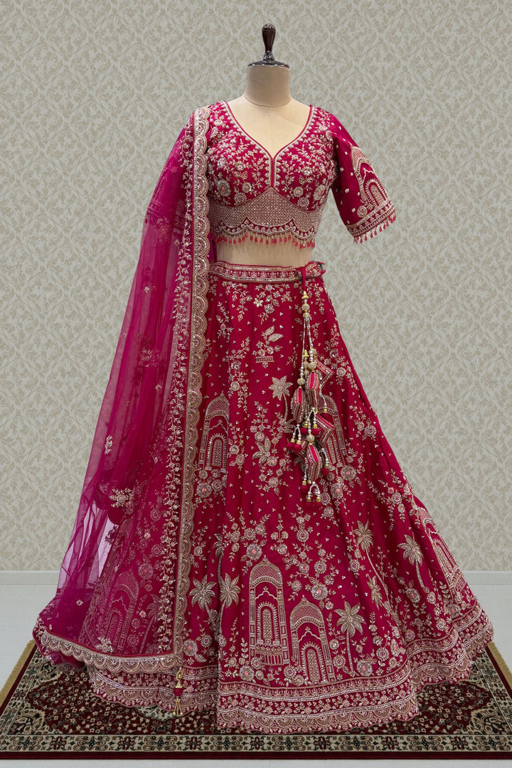 Rani Pink Royal Heritage Motif Wedding Lehenga