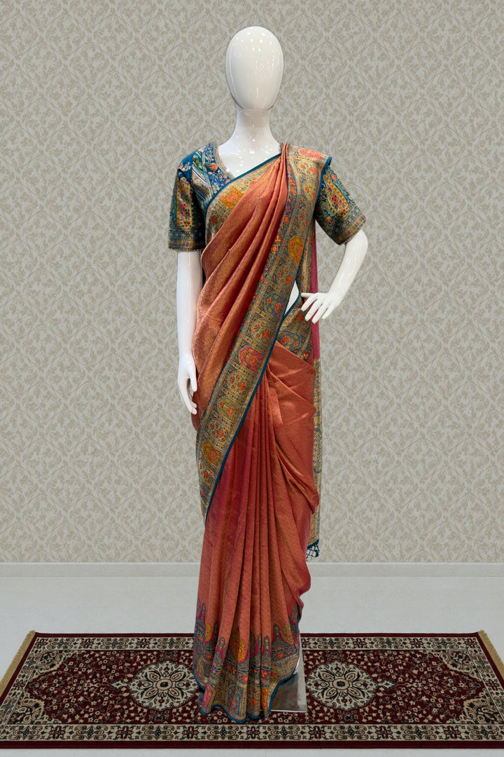 Rani Pink Banaras work Saree