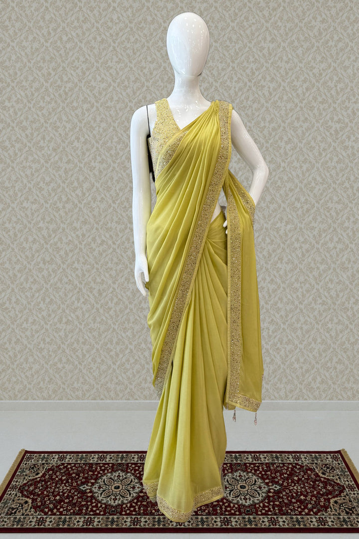 Liril Green Sequins and Beads work Saree
