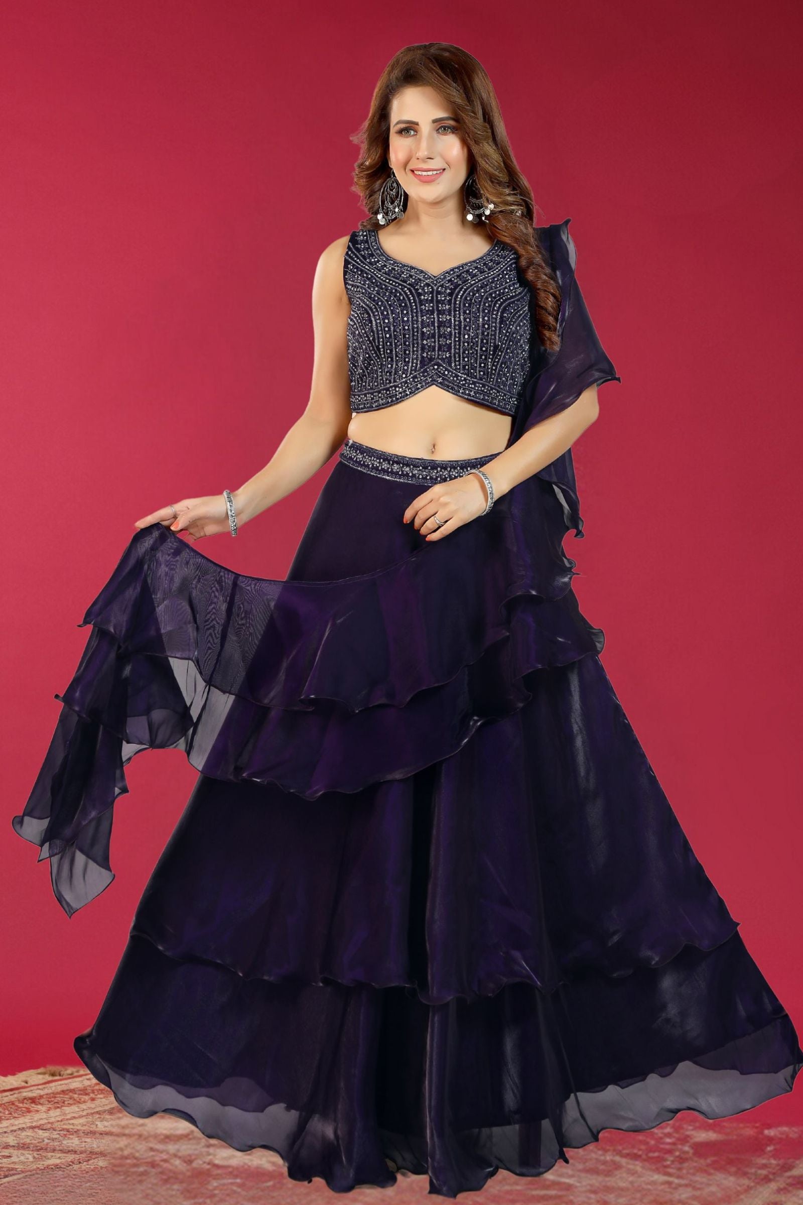 14141 Heavy Embroidery Work with Netted Sleeves Frill Design on Soft Silk  Base KIDS FANCY LEHENGA - Reewaz International | Wholesaler & Exporter of  indian ethnic wear catalogs.