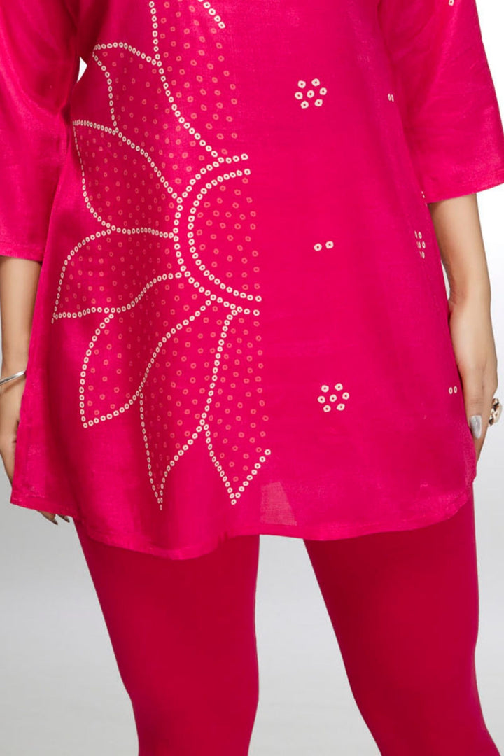 Pink Bandini Print Short Kurti
