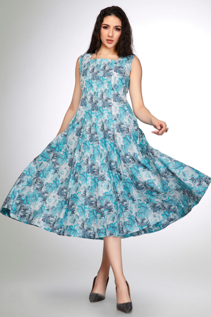 White with Floral Print Anarkali Styled Kurti