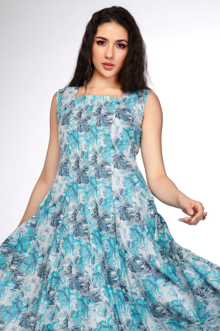 White with Floral Print Anarkali Styled Kurti