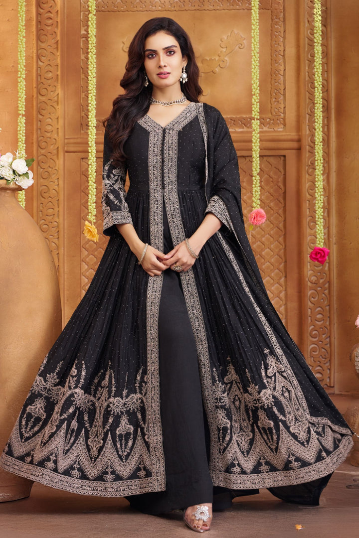 Black Stone and Zari Thread work Mastani Styled Palazzo Suit