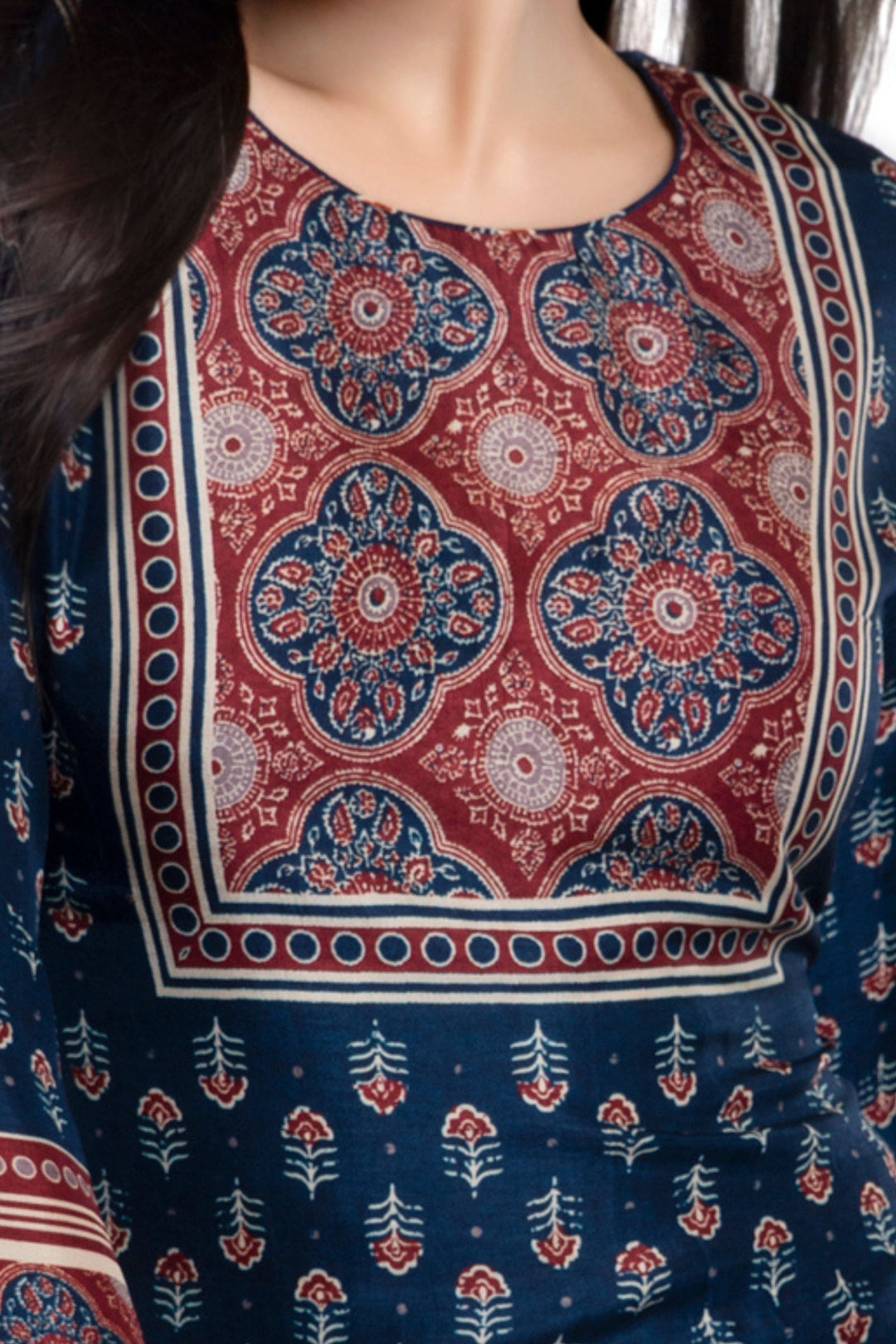 Navy Blue Multicolor Digital Print Short Kurti