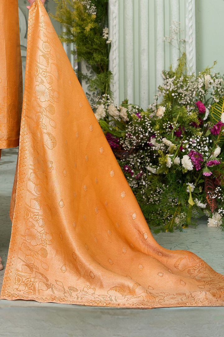 Orange Stone, Zari, Thread and Beads work Straight Cut Salwar Suit