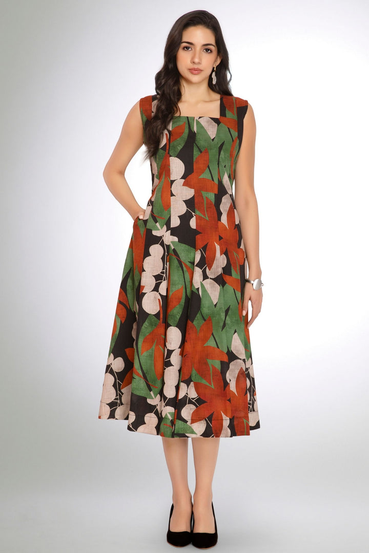 Multicolor with Abstract Print Anarkali Styled Kurti