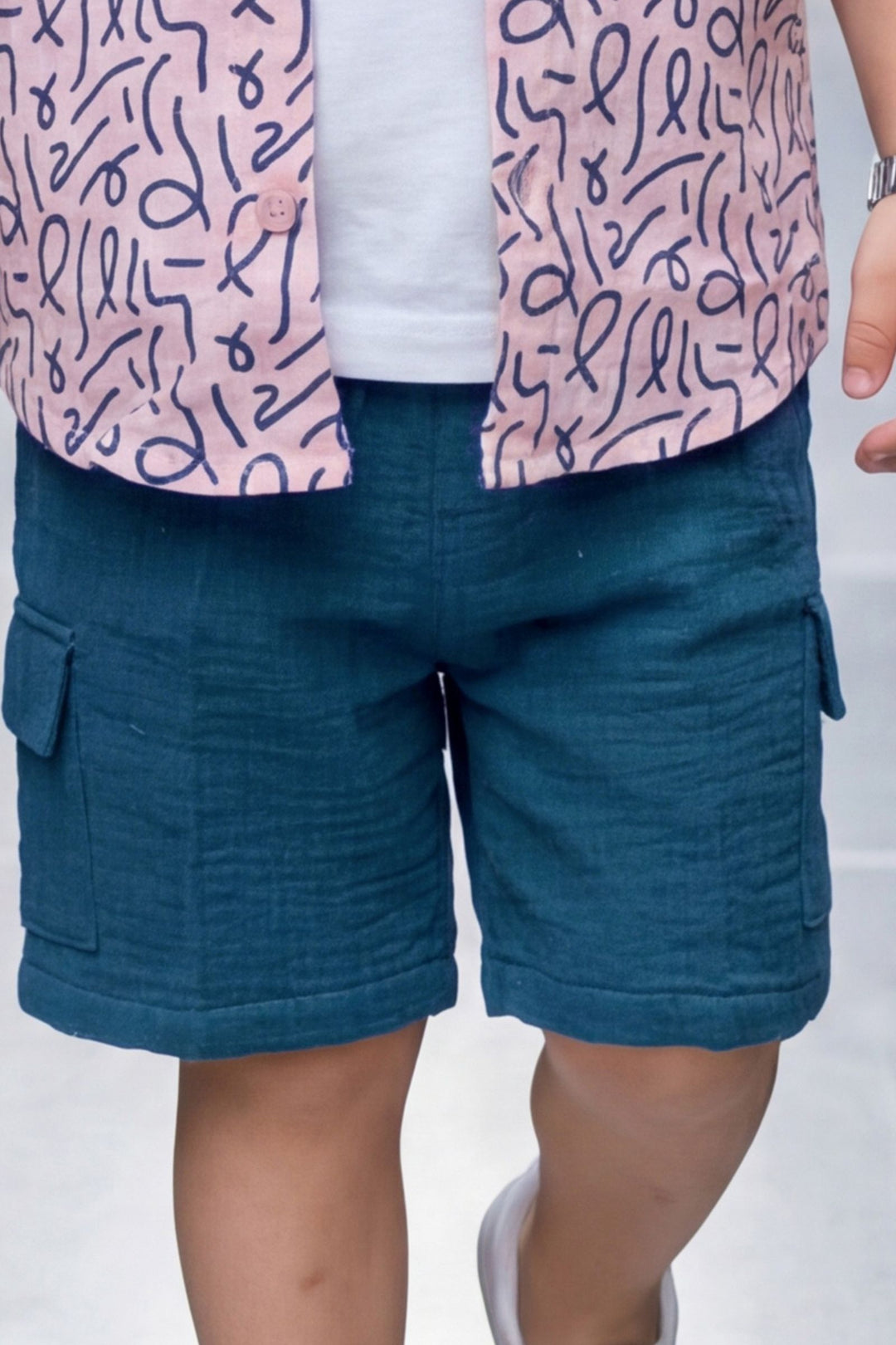 Pink with Teal Blue Digital Print Boys Co-Ord Set