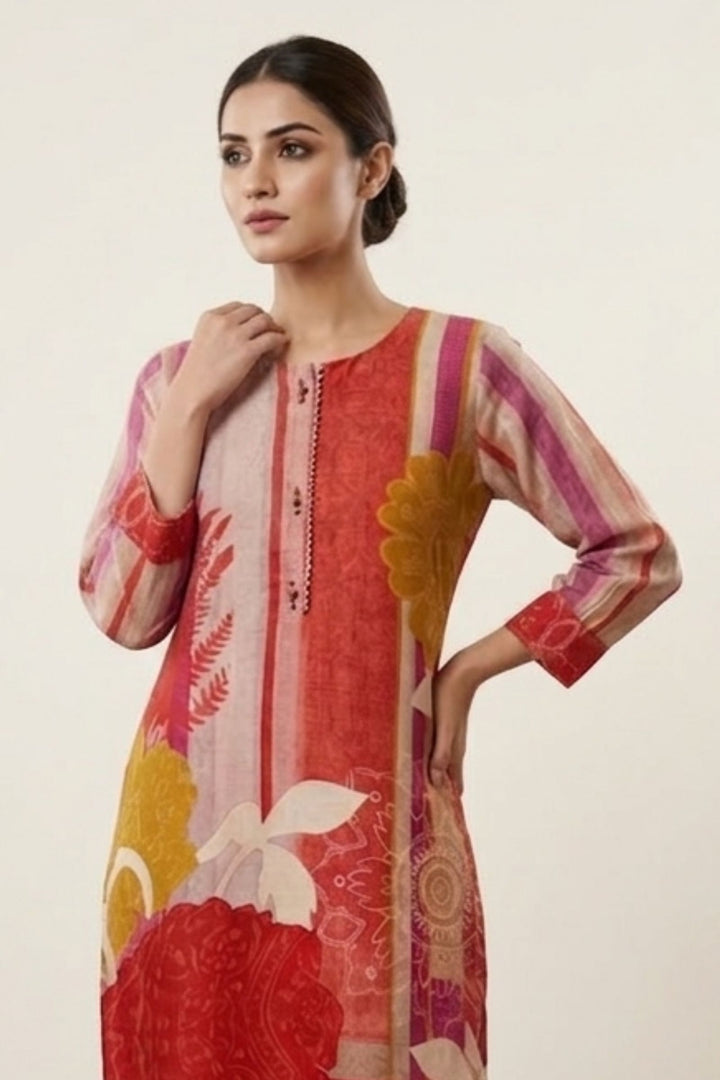 Multicolor Digital Print Calf Length Kurti