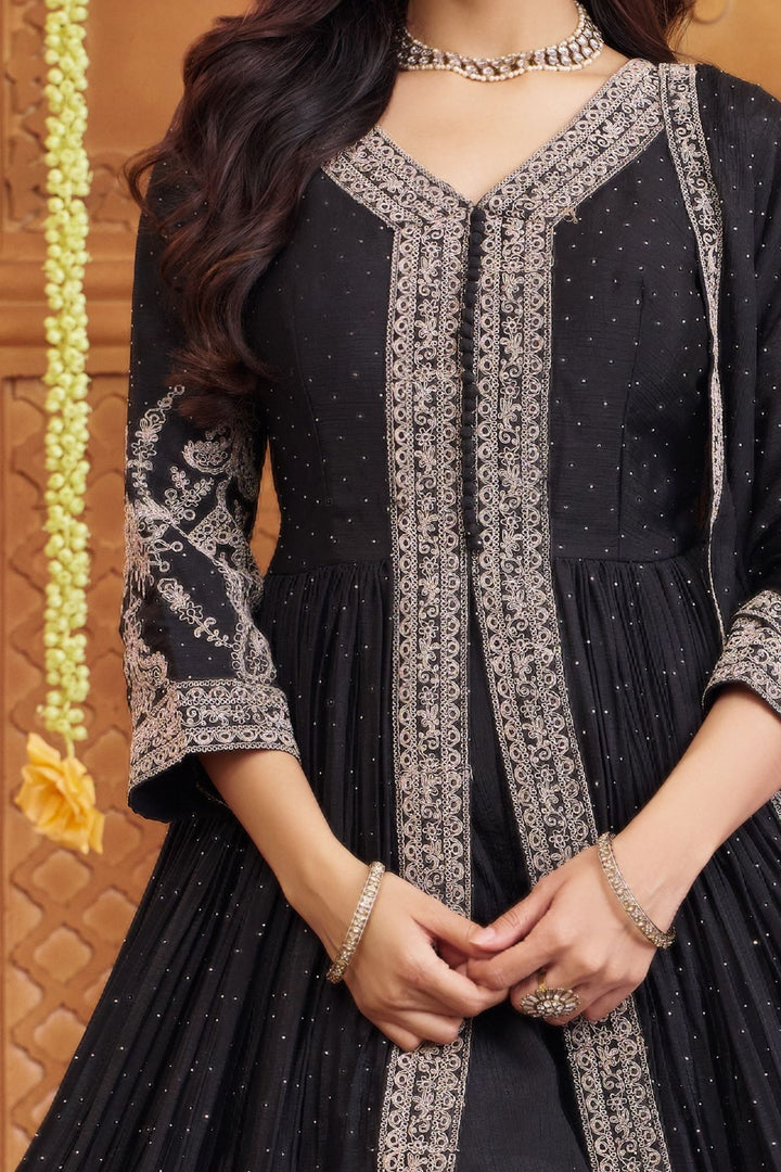 Black Stone and Zari Thread work Mastani Styled Palazzo Suit
