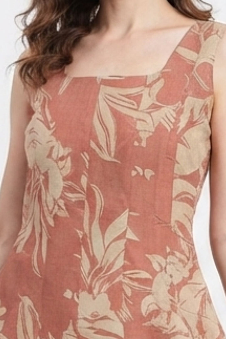 Terracotta Pink with Floral Print Anarkali Styled Kurti