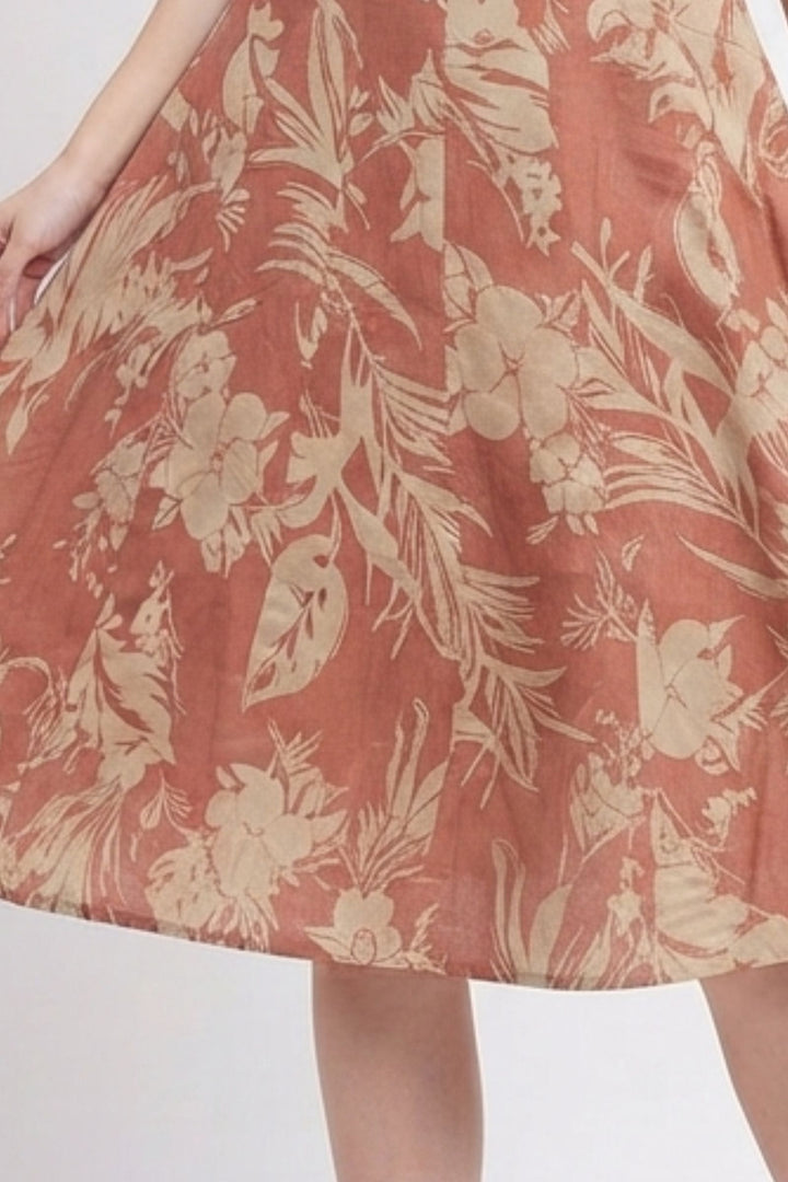Terracotta Pink with Floral Print Anarkali Styled Kurti