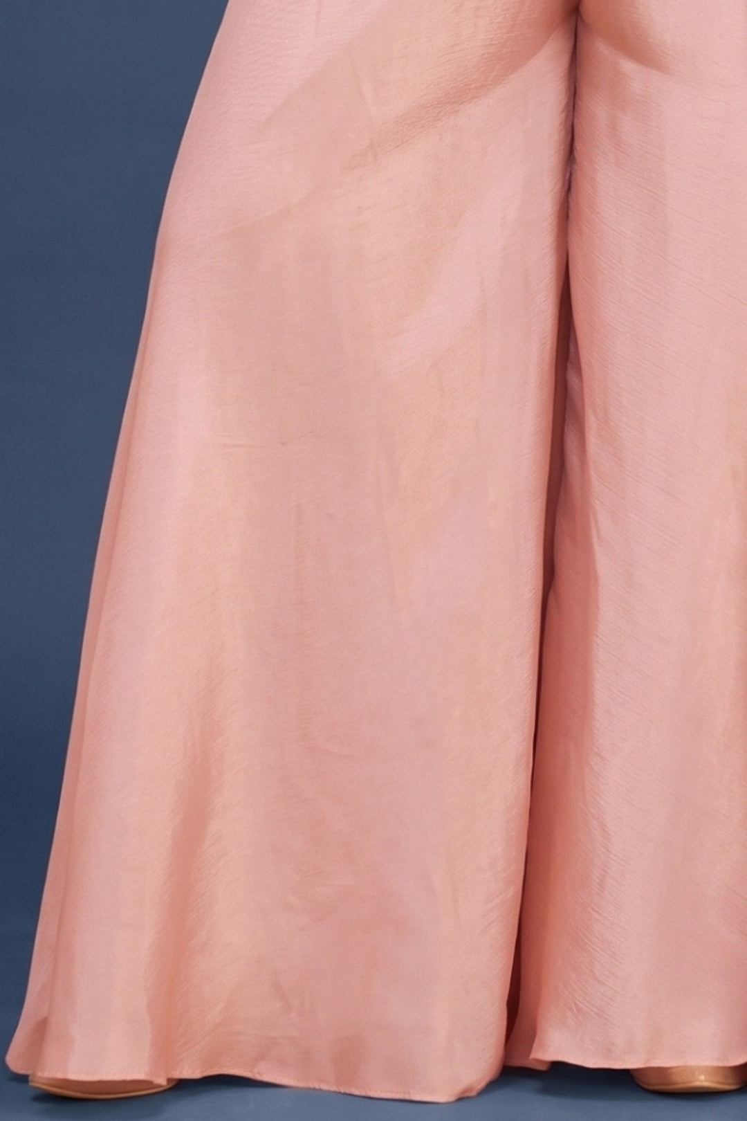 Peach Multicolor Embroidery, Sequins, Zari and Beads work Palazzo Salwar Suit