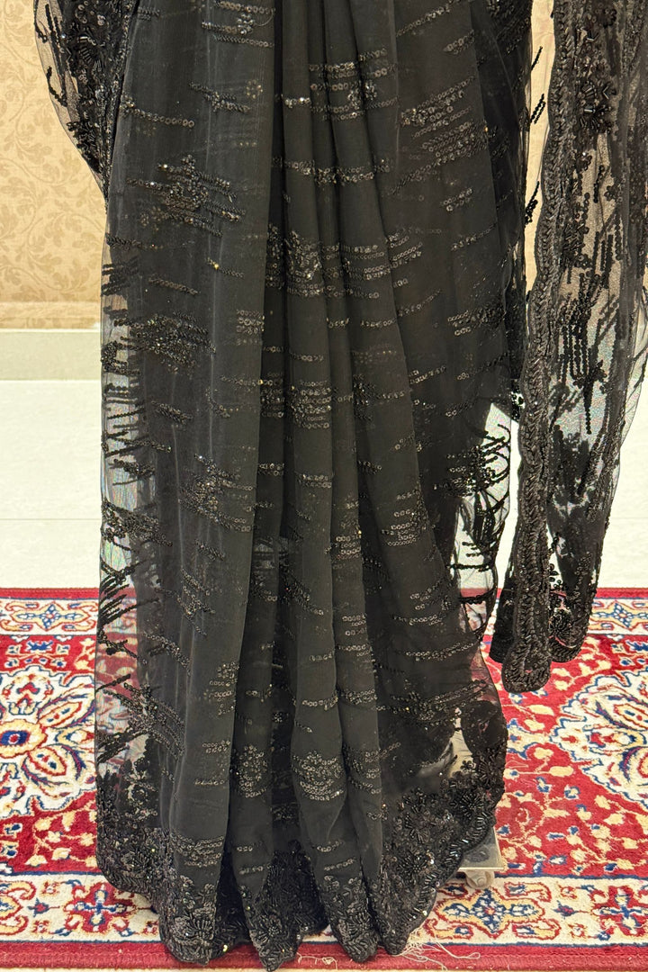 Premium Party Wear Net Saree with Heavy Embellished Border