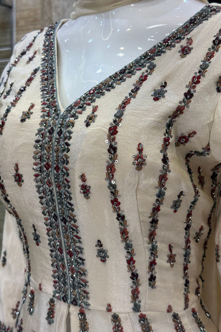 Mastani Style Palazzo Set with Beads and Sequins Work Featuring Detailed Animal Motifs