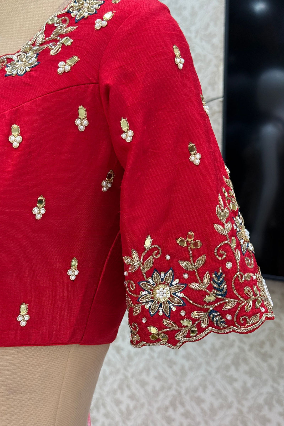 Designer Floral Banarasi Lehenga Set in Rani Pink and Gold