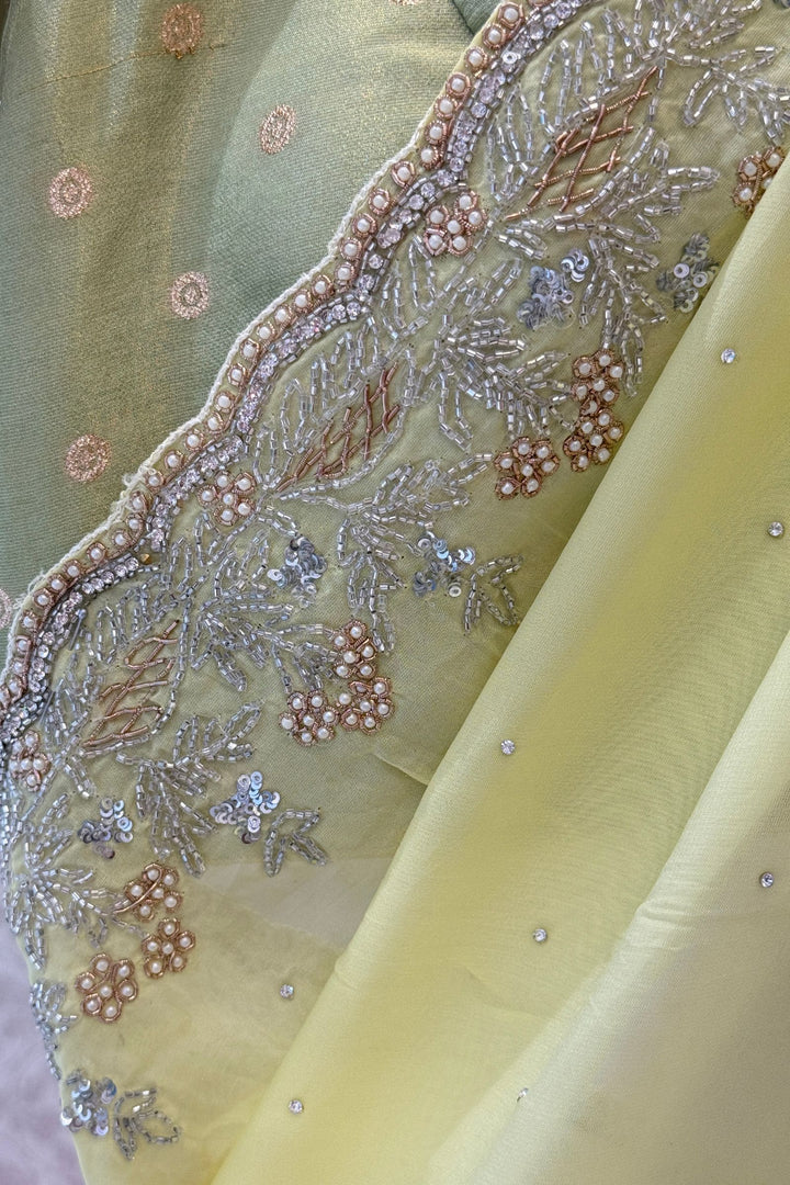 Lemon Yellow Saree with Intricate Sequin and Beaded Embroidered Border