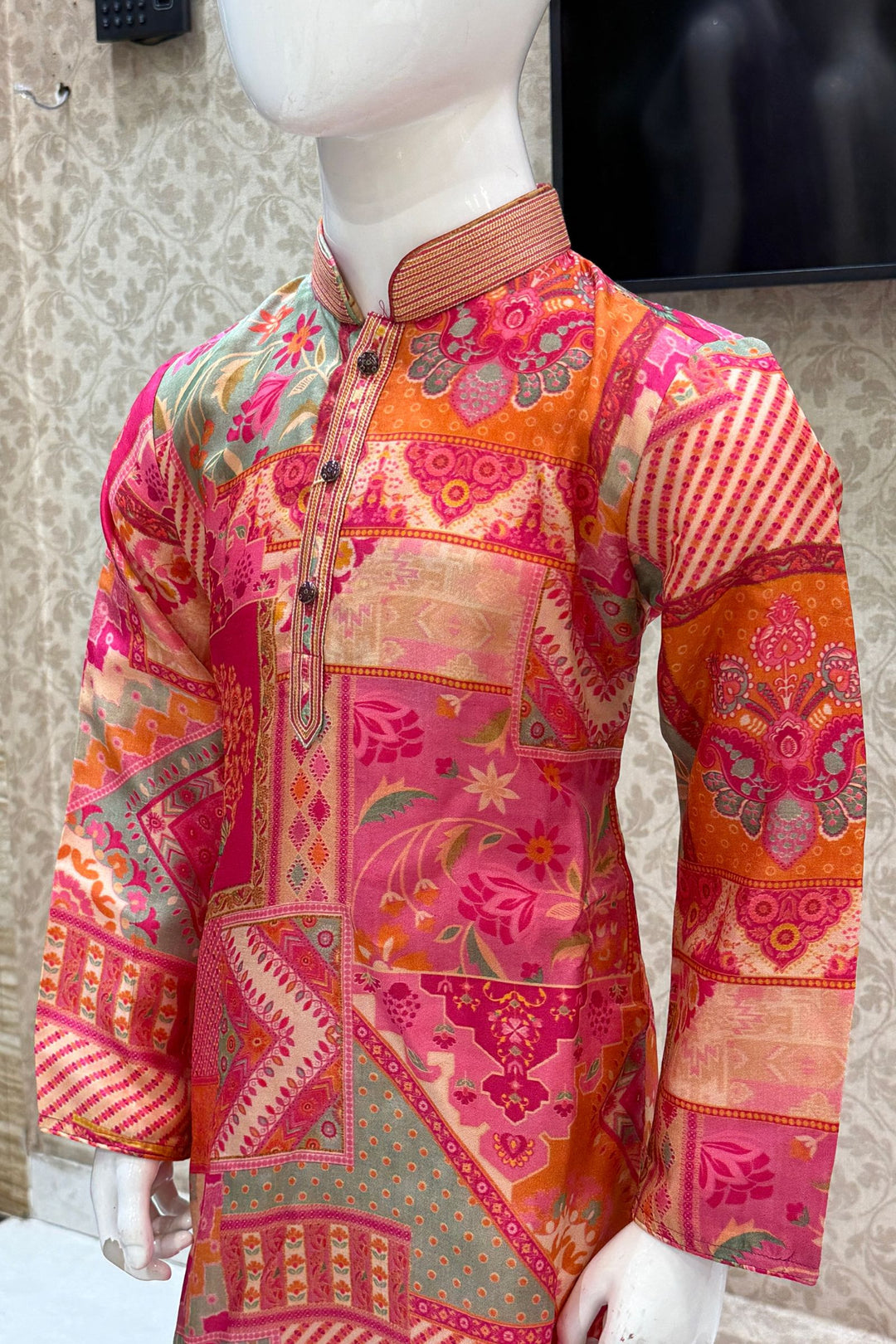 Multicolor Digital Print Kurta Set for Boys