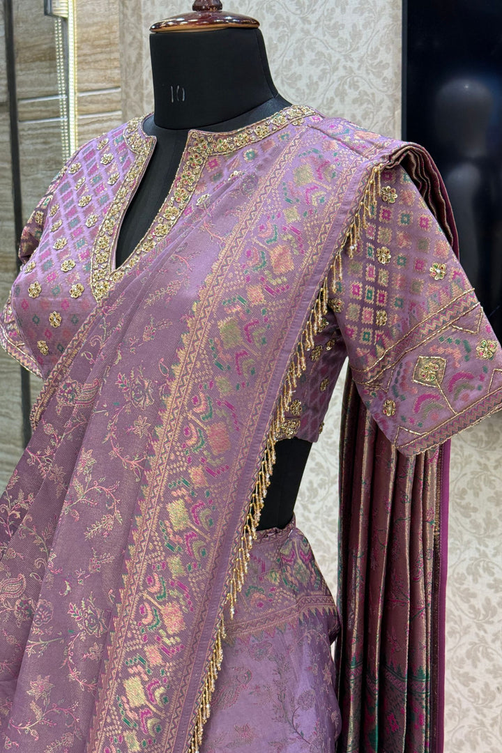 Banaras, Zardozi and Sequins work Ready-to-Wear Saree with Embellished Blouse