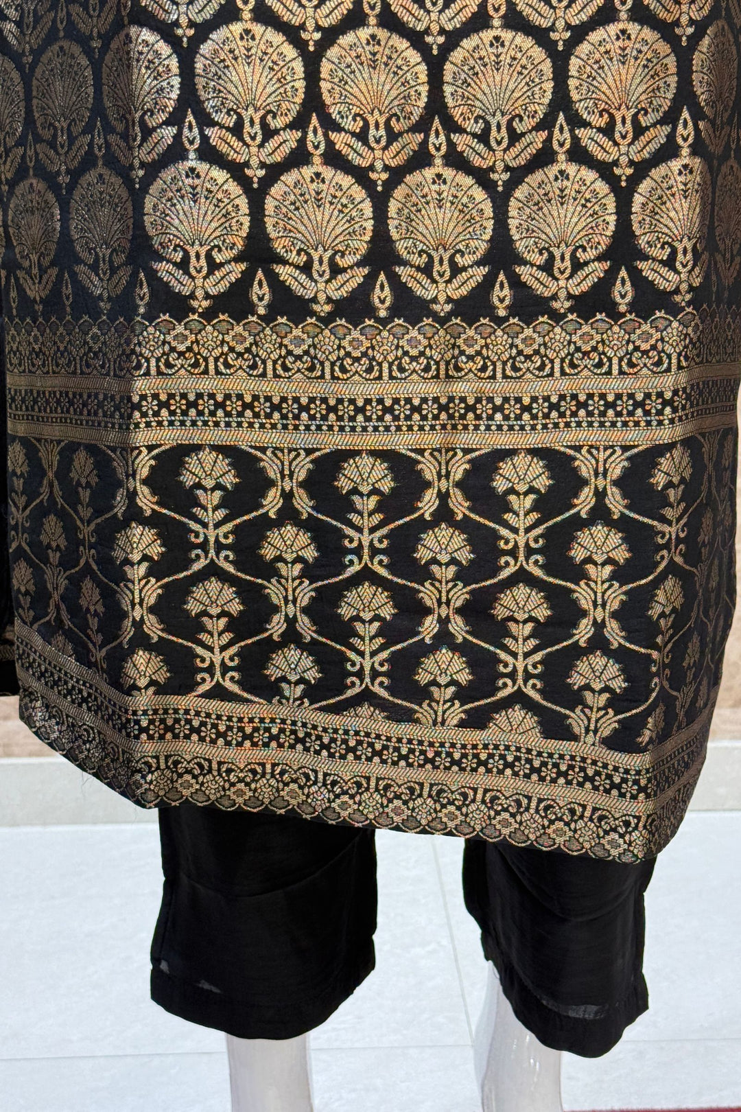 Black Banaras work Straight Cut Salwar Suit