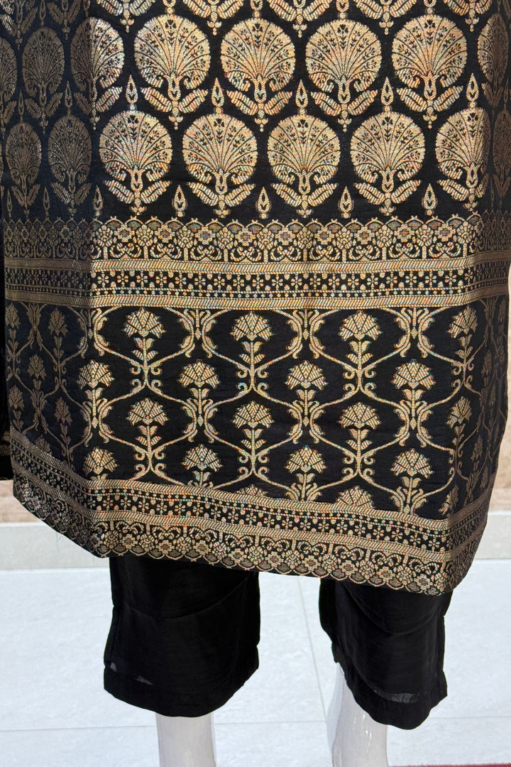 Black Banaras work Straight Cut Salwar Suit
