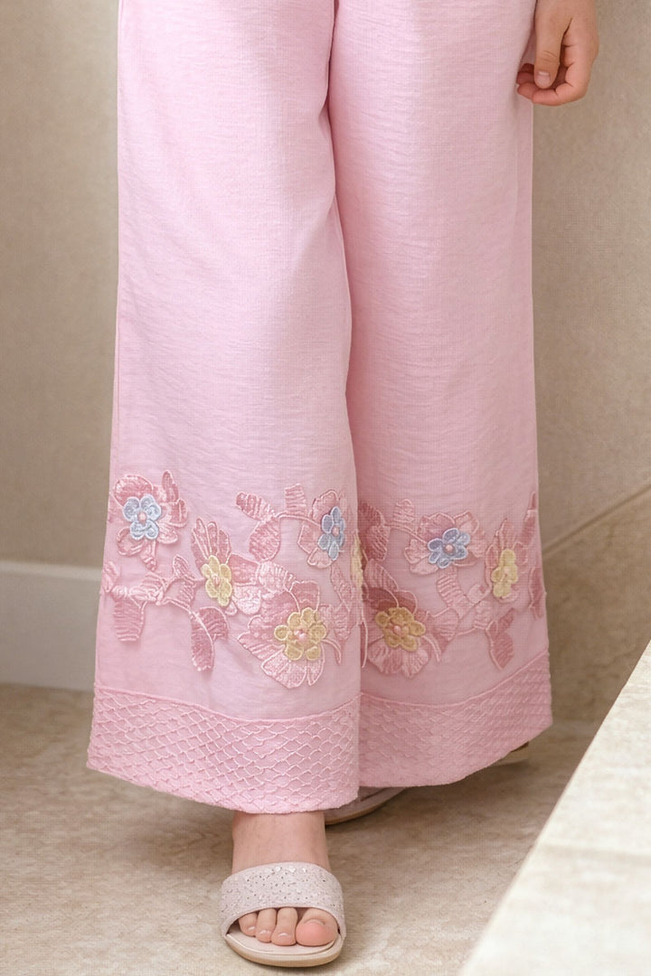 Pink Thread work Top and Palazzo Set for Girls