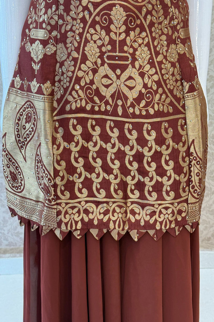 Elegant Palazzo Set with Intricate Stone, Beads and Banaras