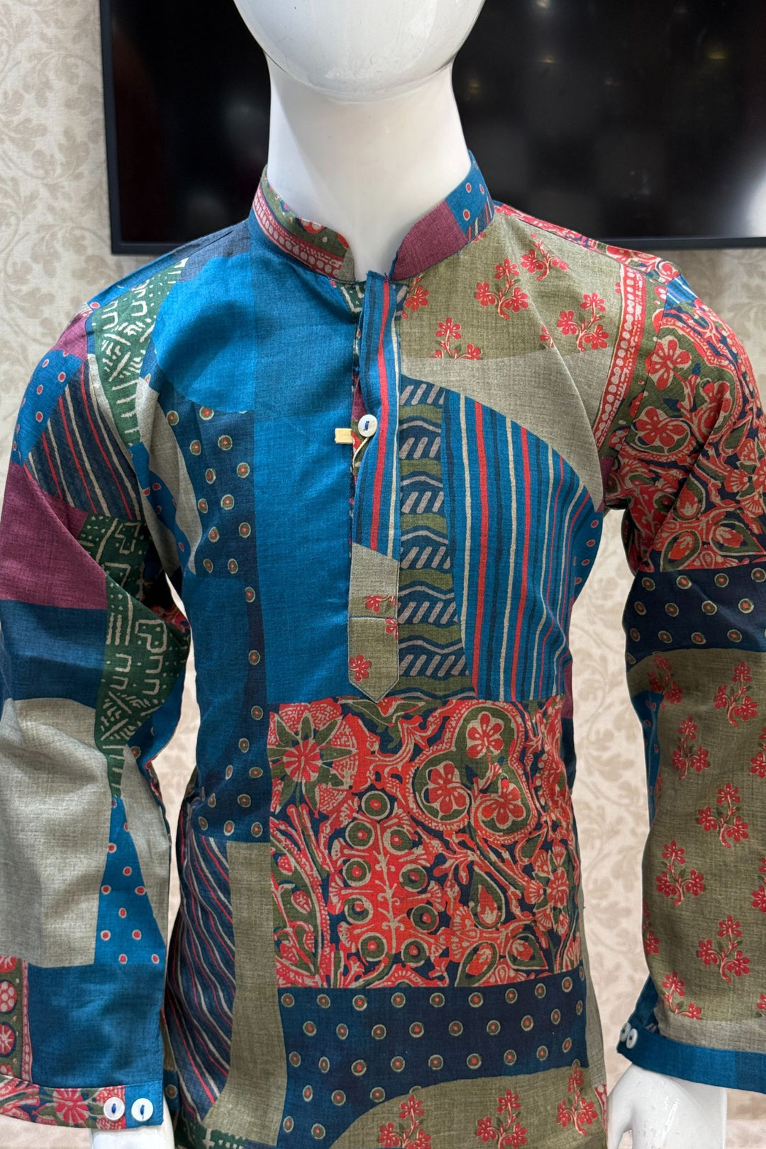 Multicolor Digital Print Kurta Set for Boys