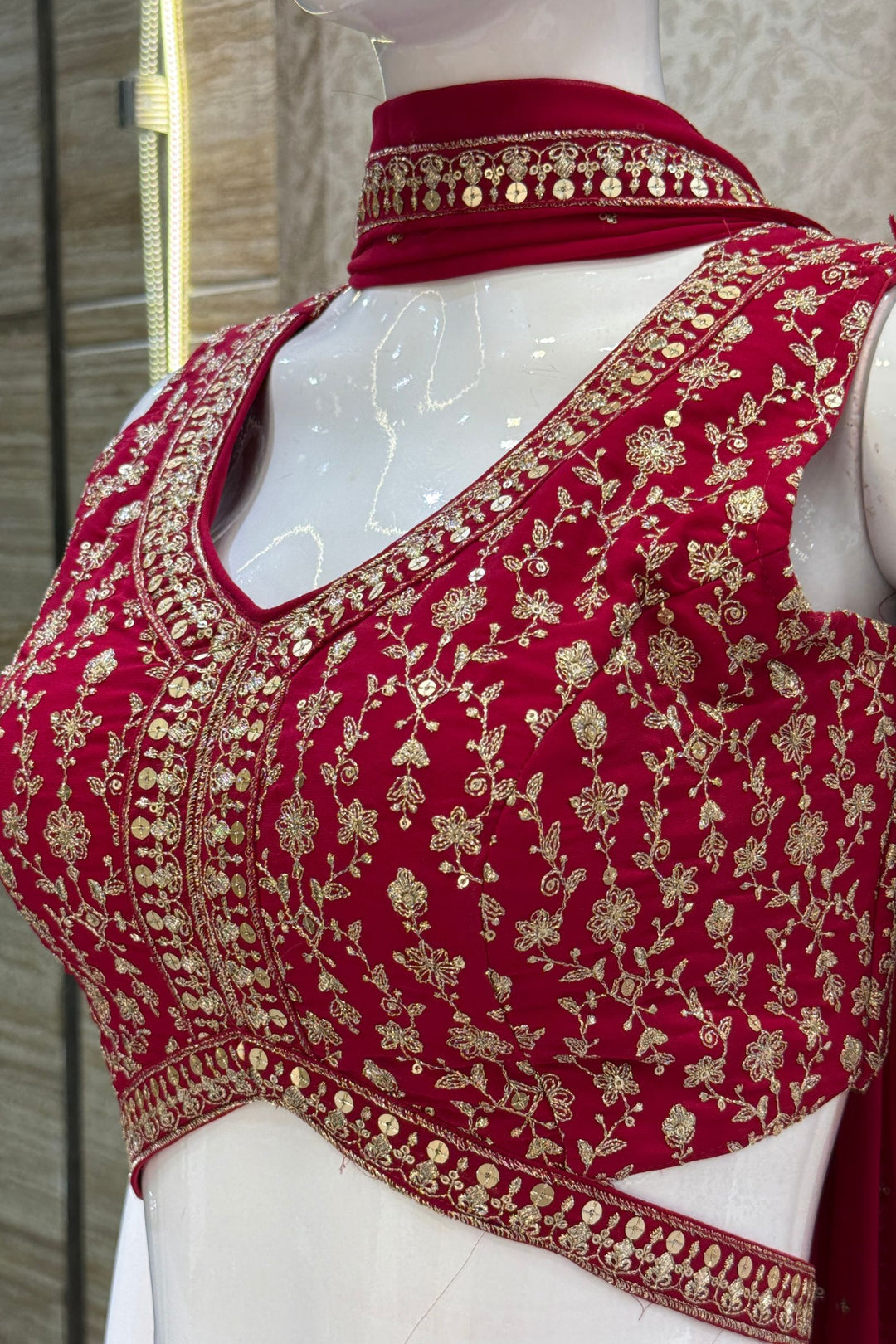 Rani Pink Sequins and Zari work Palazzo Suit Set