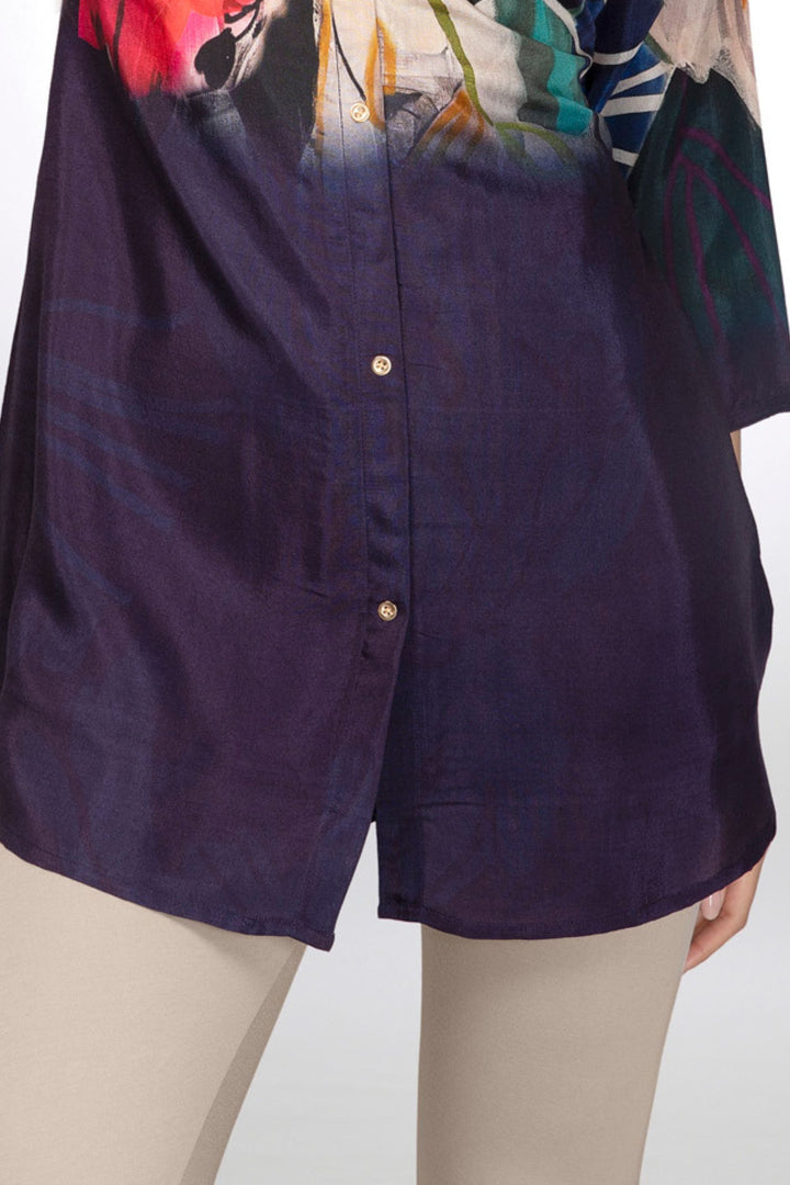 Navy Blue with Multicolor Digital Print Short Kurti