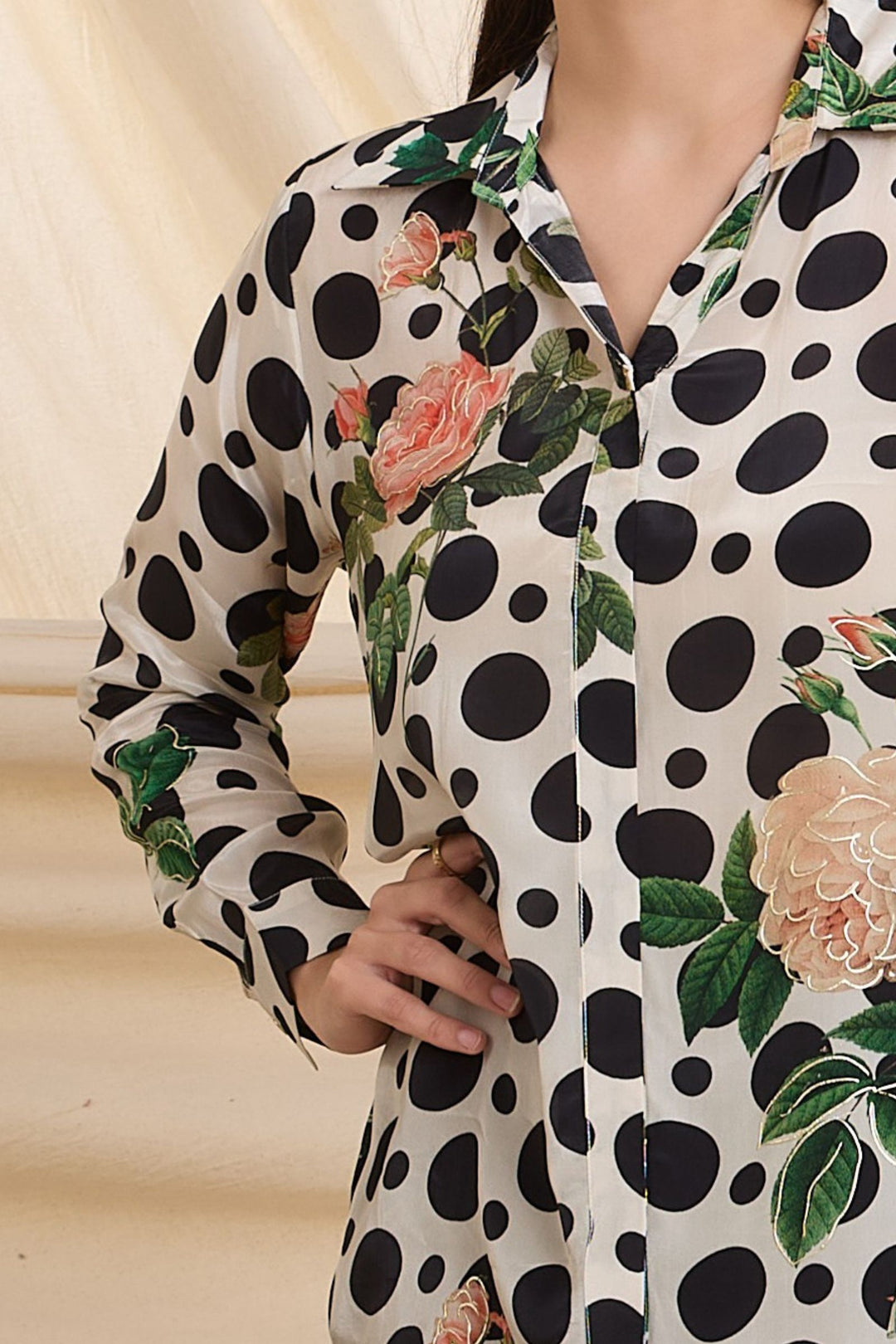 Half White with Black Printed Short Kurti