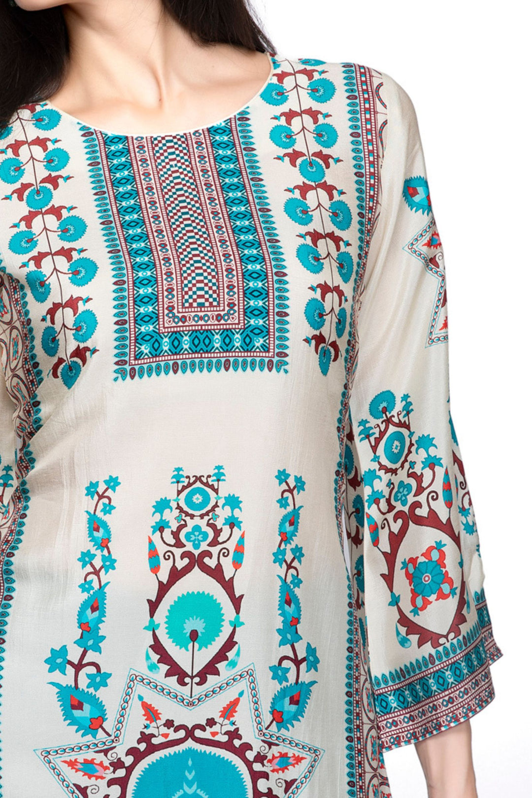 Cream with Multicolor Digital Print Short Kurti