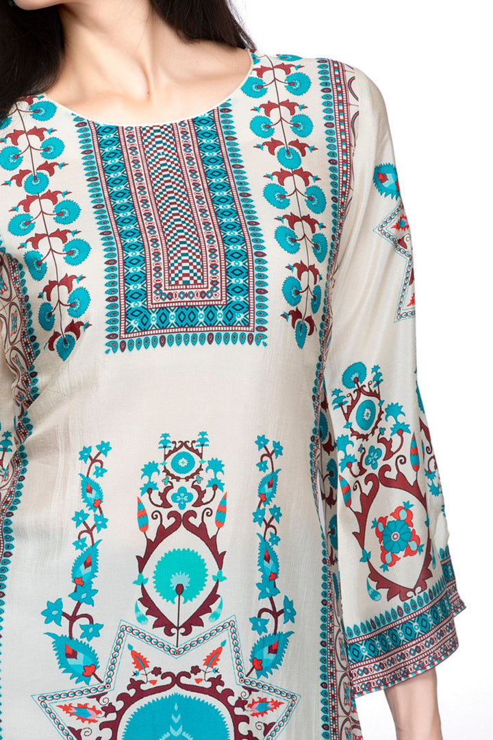 Cream with Multicolor Digital Print Short Kurti