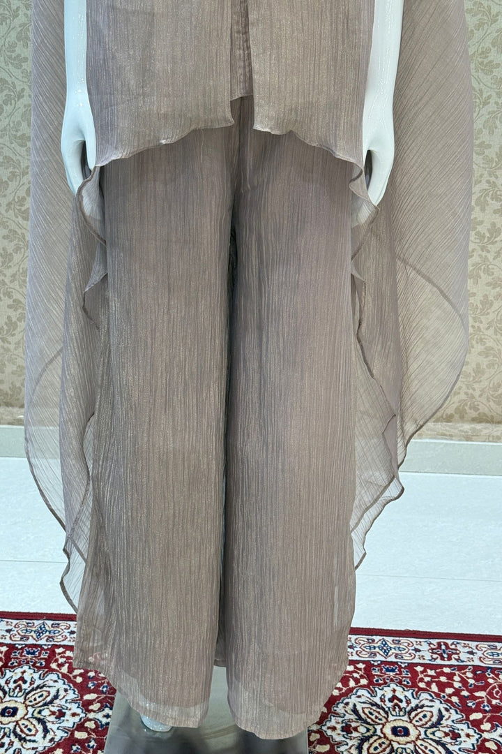 Lilac Indo-Western Styled Beads, Zardozi and Sequins work Palazzo Set