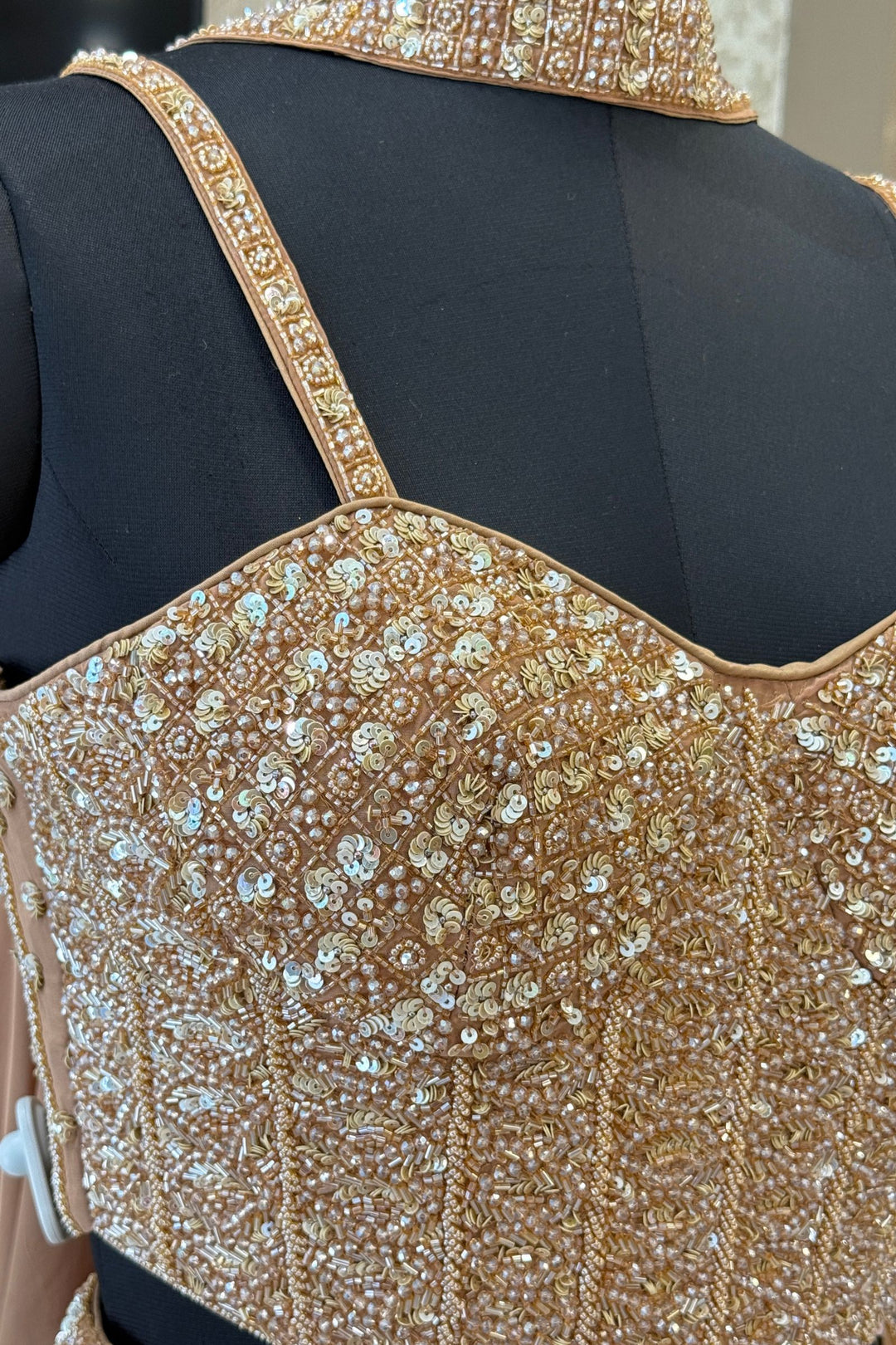 Chiku Beads and Sequins work Crop Top Lehenga