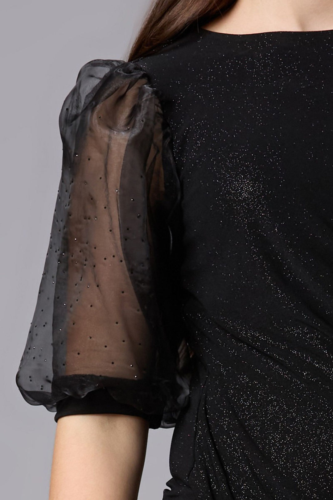 Black Glitter work Short Frock for Girls