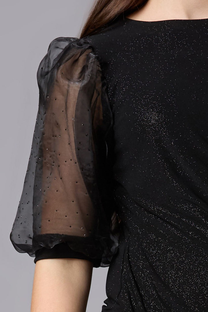 Black Glitter work Short Frock for Girls